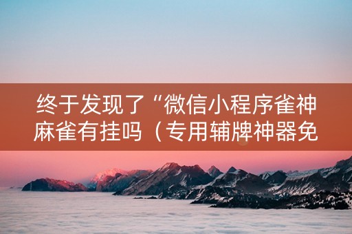 终于发现了“微信小程序雀神麻雀有挂吗（专用辅牌神器免安装）
