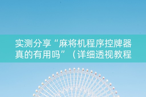 实测分享“麻将机程序控牌器真的有用吗”（详细透视教程）-哔哩哔哩