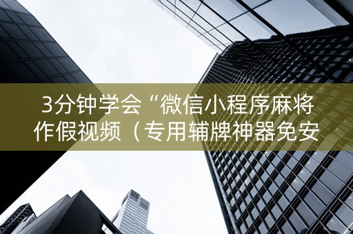 3分钟学会“微信小程序麻将作假视频（专用辅牌神器免安装）