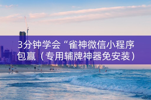 3分钟学会“雀神微信小程序包赢（专用辅牌神器免安装）