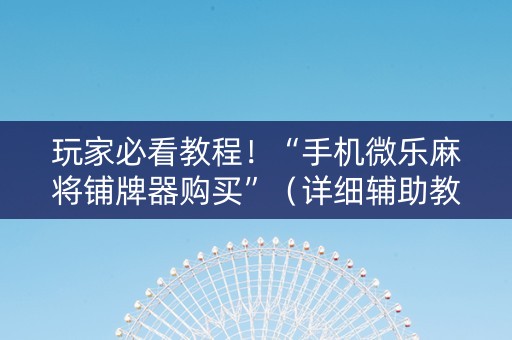 玩家必看教程！“手机微乐麻将铺牌器购买”（详细辅助教程）-哔哩哔哩