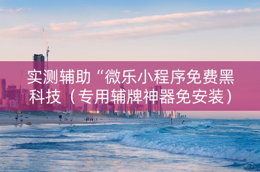 实测辅助“微乐小程序免费黑科技（专用辅牌神器免安装）