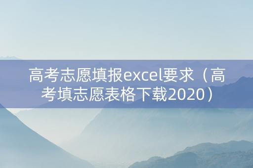 高考志愿填报excel要求（高考填志愿表格下载2020）