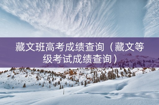 藏文班高考成绩查询（藏文等级考试成绩查询）