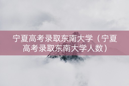 宁夏高考录取东南大学（宁夏高考录取东南大学人数）