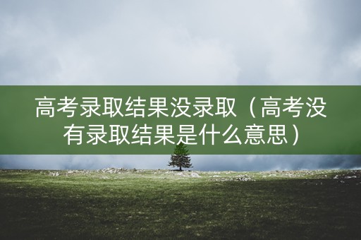 高考录取结果没录取（高考没有录取结果是什么意思）