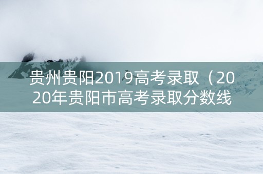 贵州贵阳2019高考录取（2020年贵阳市高考录取分数线）