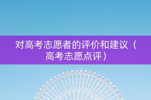 对高考志愿者的评价和建议（高考志愿点评）