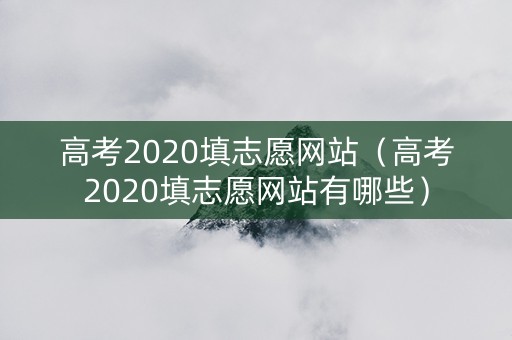高考2020填志愿网站（高考2020填志愿网站有哪些）