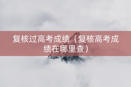 复核过高考成绩（复核高考成绩在哪里查）
