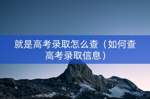 就是高考录取怎么查（如何查高考录取信息）
