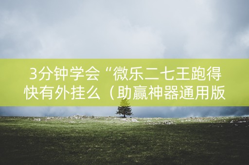 3分钟学会“微乐二七王跑得快有外挂么（助赢神器通用版）