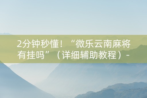 2分钟秒懂！“微乐云南麻将有挂吗”（详细辅助教程）-哔哩哔哩