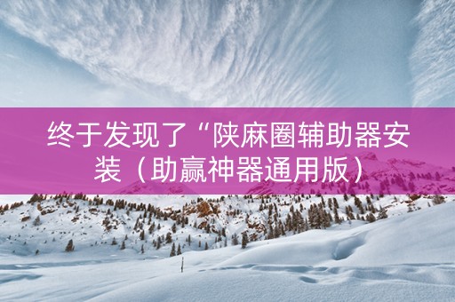 终于发现了“陕麻圈辅助器安装（助赢神器通用版）