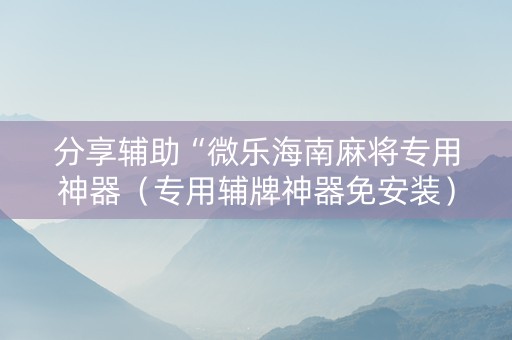分享辅助“微乐海南麻将专用神器（专用辅牌神器免安装）