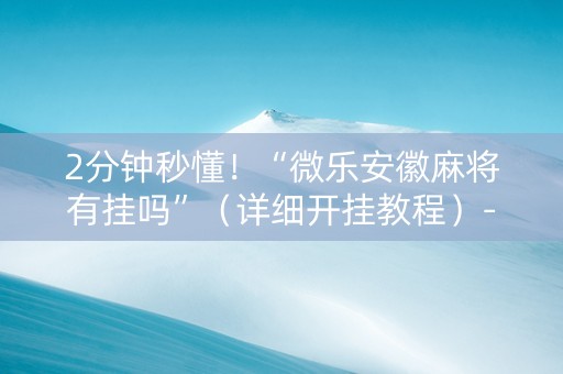 2分钟秒懂！“微乐安徽麻将有挂吗”（详细开挂教程）-哔哩哔哩