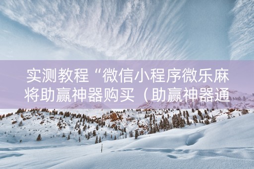 实测教程“微信小程序微乐麻将助赢神器购买（助赢神器通用版）