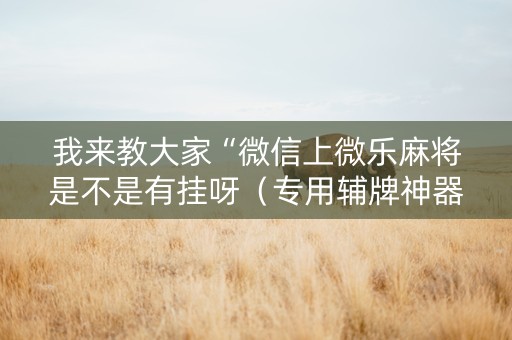 我来教大家“微信上微乐麻将是不是有挂呀（专用辅牌神器免安装）
