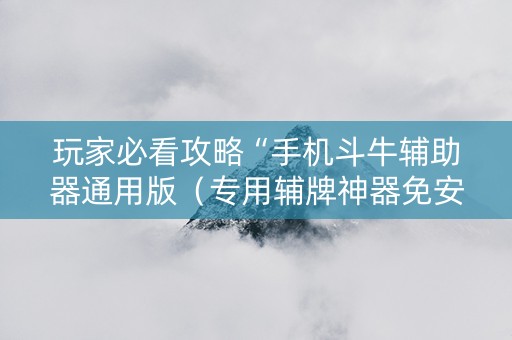 玩家必看攻略“手机斗牛辅助器通用版（专用辅牌神器免安装）