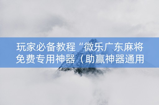 玩家必备教程“微乐广东麻将免费专用神器（助赢神器通用版）