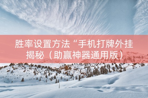 胜率设置方法“手机打牌外挂揭秘（助赢神器通用版）