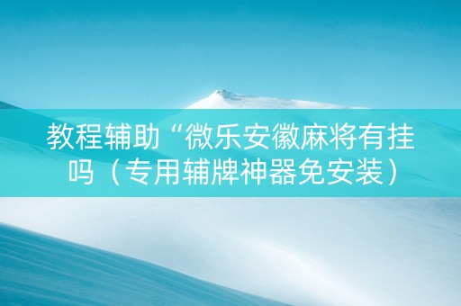 教程辅助“微乐安徽麻将有挂吗（专用辅牌神器免安装）