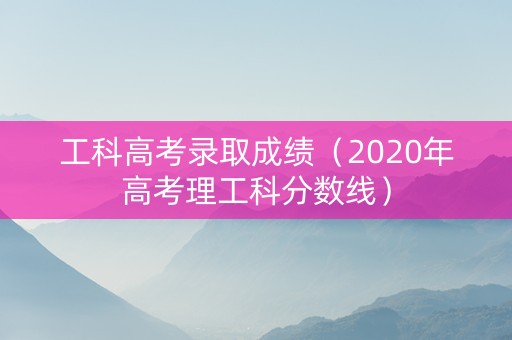工科高考录取成绩（2020年高考理工科分数线）