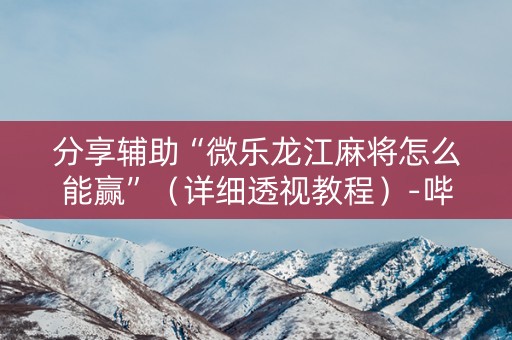 分享辅助“微乐龙江麻将怎么能赢”（详细透视教程）-哔哩哔哩