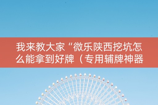 我来教大家“微乐陕西挖坑怎么能拿到好牌（专用辅牌神器免安装）