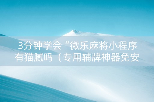3分钟学会“微乐麻将小程序有猫腻吗（专用辅牌神器免安装）