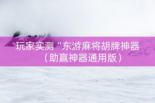 玩家实测“东游麻将胡牌神器（助赢神器通用版）