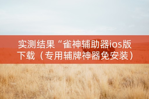 实测结果“雀神辅助器ios版下载（专用辅牌神器免安装）