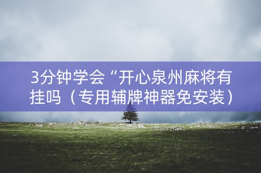 3分钟学会“开心泉州麻将有挂吗（专用辅牌神器免安装）
