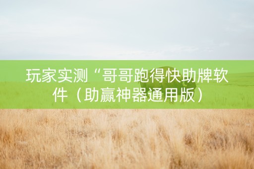 玩家实测“哥哥跑得快助牌软件（助赢神器通用版）
