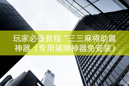 玩家必备教程“三三麻将助赢神器（专用辅牌神器免安装）