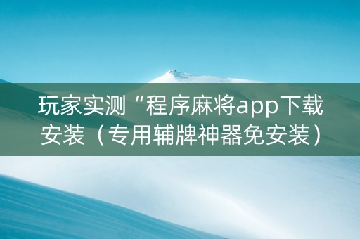 玩家实测“程序麻将app下载安装（专用辅牌神器免安装）