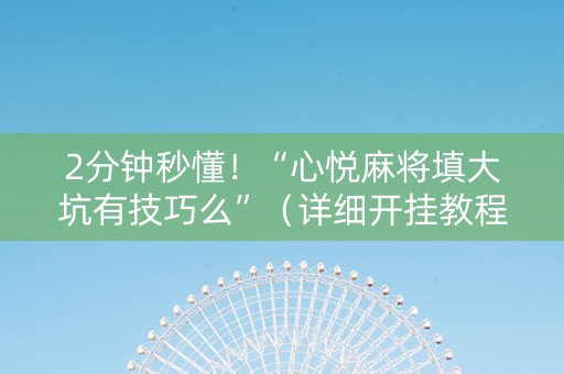 2分钟秒懂！“心悦麻将填大坑有技巧么”（详细开挂教程）-哔哩哔哩