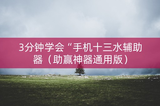 3分钟学会“手机十三水辅助器（助赢神器通用版）