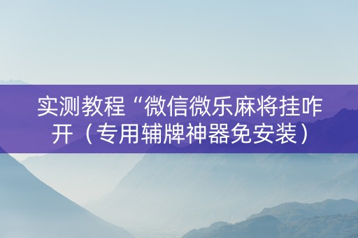 实测教程“微信微乐麻将挂咋开（专用辅牌神器免安装）