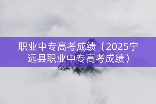 职业中专高考成绩（2025宁远县职业中专高考成绩）