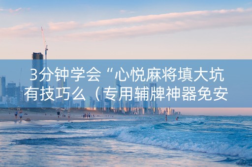 3分钟学会“心悦麻将填大坑有技巧么（专用辅牌神器免安装）