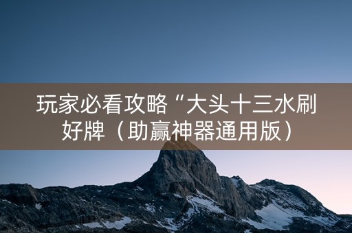 玩家必看攻略“大头十三水刷好牌（助赢神器通用版）