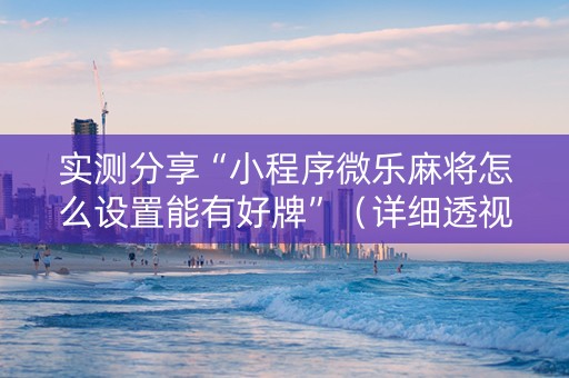 实测分享“小程序微乐麻将怎么设置能有好牌”（详细透视教程）-哔哩哔哩