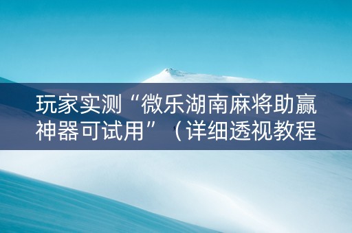 玩家实测“微乐湖南麻将助赢神器可试用”（详细透视教程）-哔哩哔哩