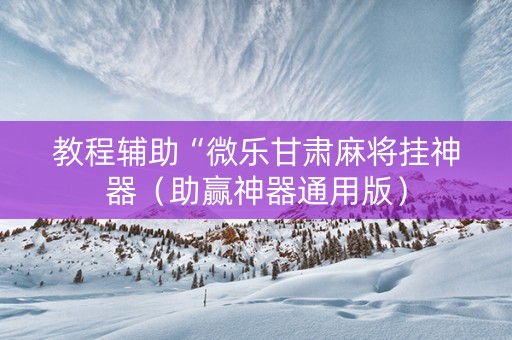 教程辅助“微乐甘肃麻将挂神器（助赢神器通用版）