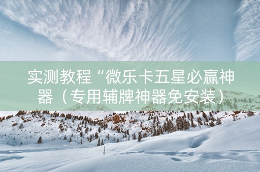 实测教程“微乐卡五星必赢神器（专用辅牌神器免安装）