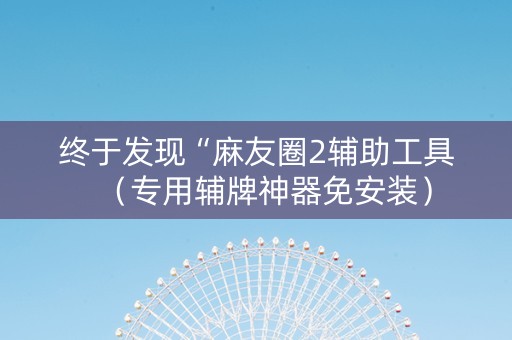 终于发现“麻友圈2辅助工具（专用辅牌神器免安装）