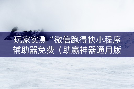 玩家实测“微信跑得快小程序辅助器免费（助赢神器通用版）