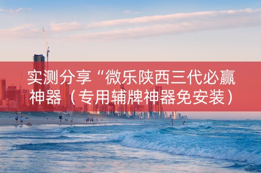 实测分享“微乐陕西三代必赢神器（专用辅牌神器免安装）