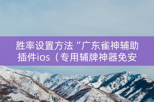 胜率设置方法“广东雀神辅助插件ios（专用辅牌神器免安装）